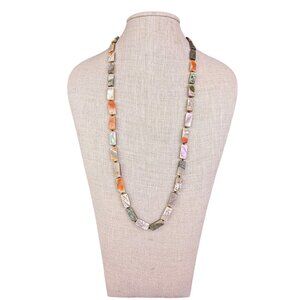 Les Bernard Womens Mother-Of-Pearl Gold-Tone Statement Necklace